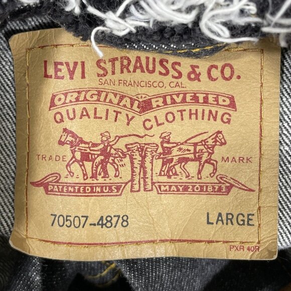 Vintage Levis Trucker Jacket Vest Mens Size Large Black 90s Raw Neck & Sleeve - Picture 6 of 10